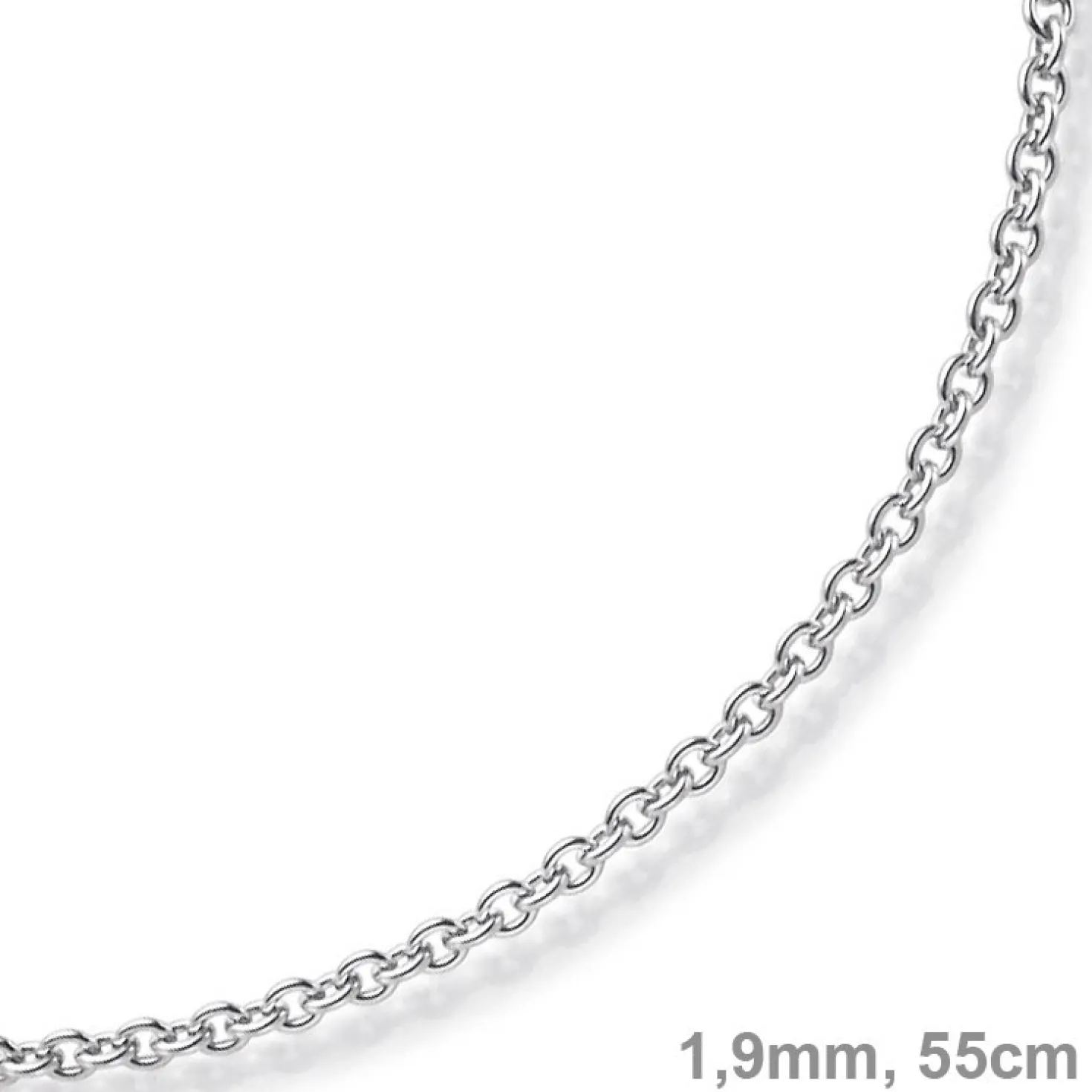 1,9mm Rund-Ankerkette Kette Collier, 585 Gold Weißgold Goldkette, 55cm
