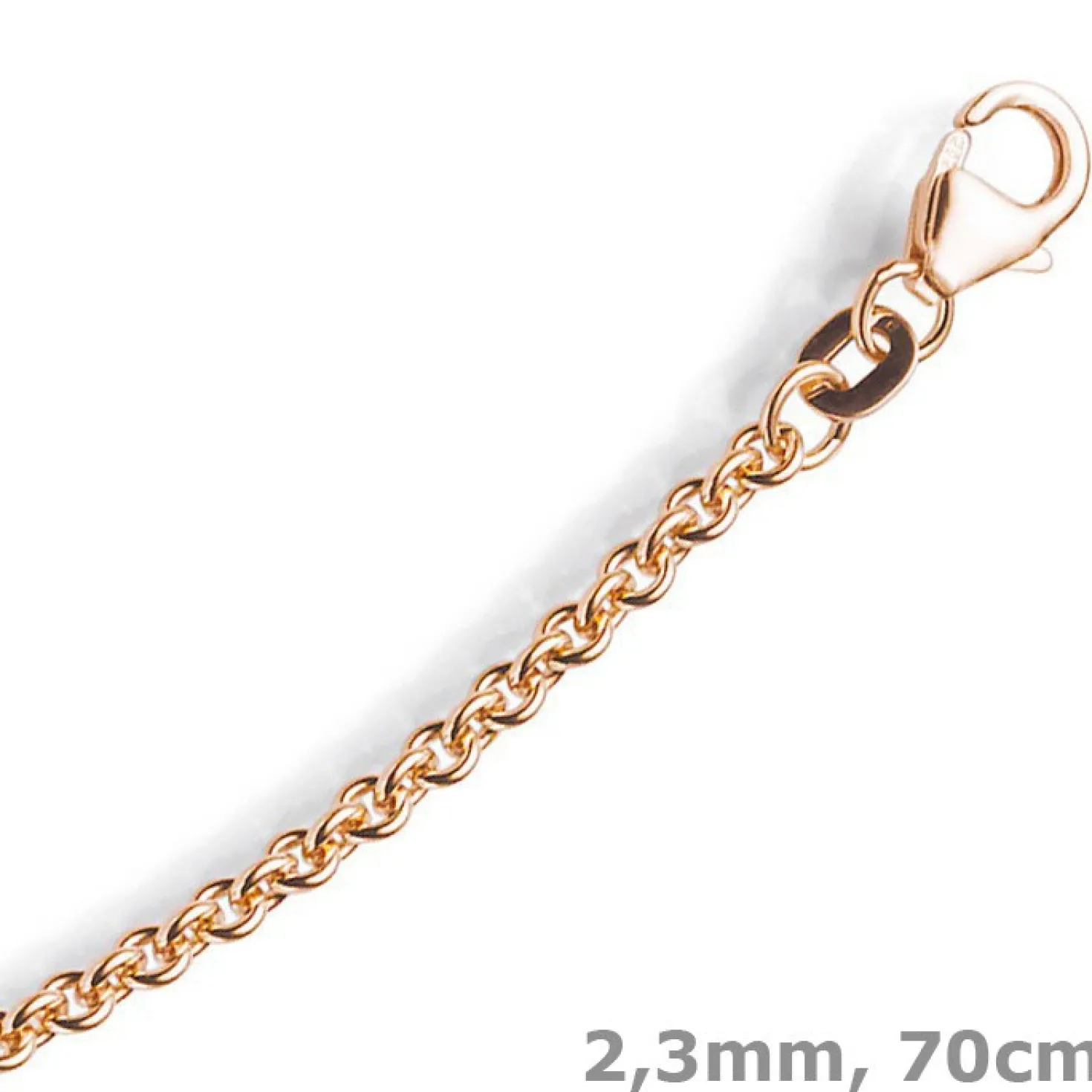 2,3mm Rund-Ankerkette Kette Collier, 585 Gold Rotgold Goldkette, 70cm
