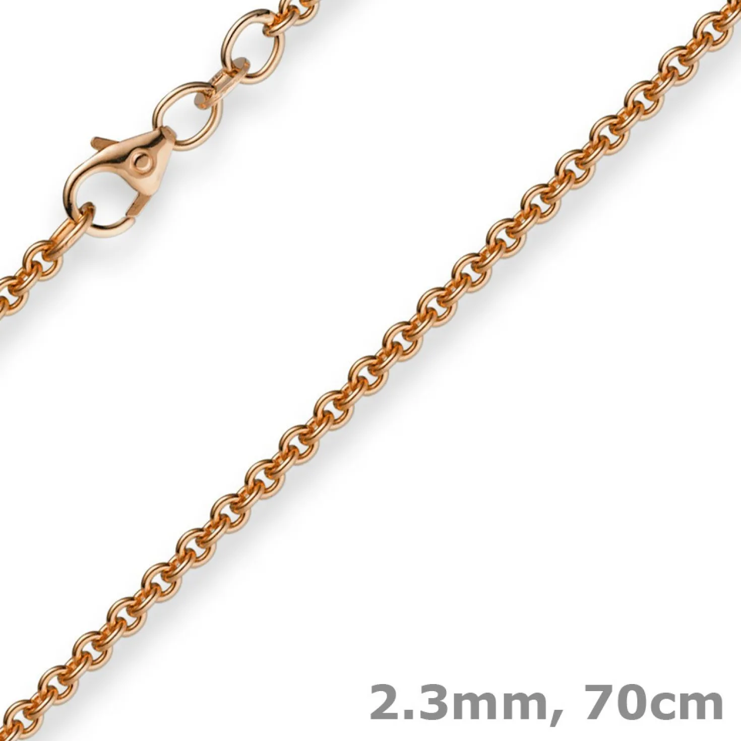 2,3mm Rund-Ankerkette Kette Collier, 585 Gold Rotgold Goldkette, 70cm