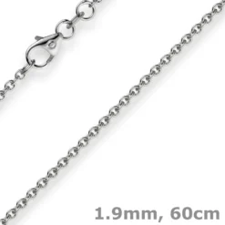 1,9mm Rund-Ankerkette Kette Collier, 585 Gold Weißgold Goldkette, 60cm