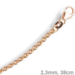 2,3mm Rund-Ankerkette Kette Collier, 585 Gold Rotgold Goldkette, 38cm