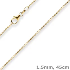 1,5mm Rund-Ankerkette Kette Collier aus 750 Gold Gelbgold 45cm mit Zwischenöse