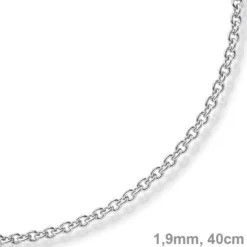 1,9mm Rund-Ankerkette Kette Collier, 585 Gold Weißgold Goldkette, 40cm