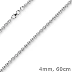 4mm Rund-Ankerkette Kette Collier Halskette 750 Gold Weißgold 60cm Halsschmuck
