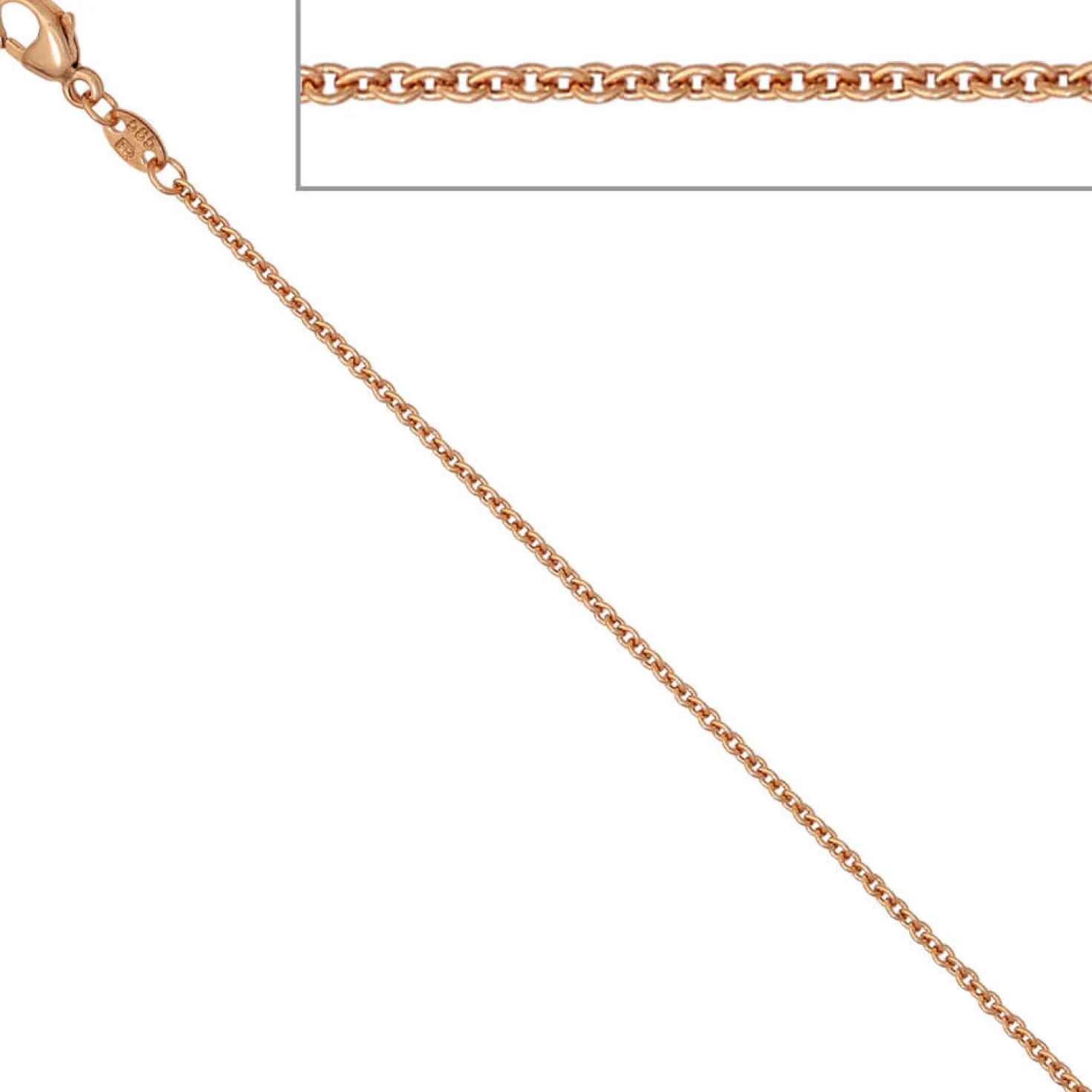 1,5mm Rundankerkette Kette Collier aus 585 Rotgold Gold, Goldkette, 45 cm