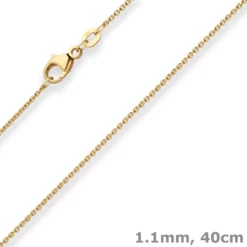 1,1mm Rund-Ankerkette Kette Collier aus 585 Gold Gelbgold 40cm mit Zwischenöse