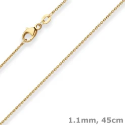 1,1mm Rund-Ankerkette Kette Collier aus 585 Gold Gelbgold 45cm mit Zwischenöse