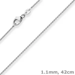 1,1mm Rund-Ankerkette Kette Collier aus 750 Gold Weißgold 42cm mit Zwischenöse