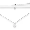 1,1mm Rund-Ankerkette Kette Collier Herz aus 925 Silber rhodiniert 38cm Zirkonia