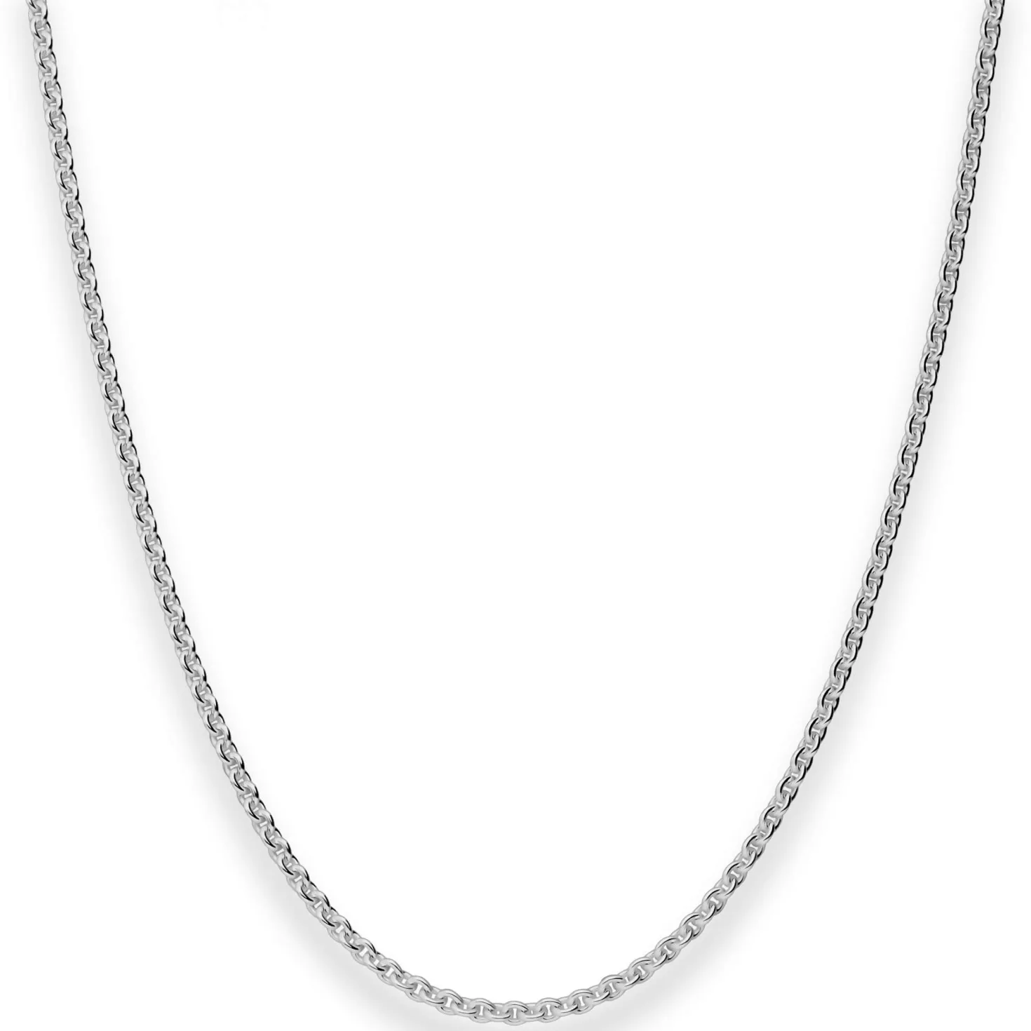 2,4mm Rund-Ankerkette Kette Collier Halskette aus 925 Silber rhodiniert 90cm