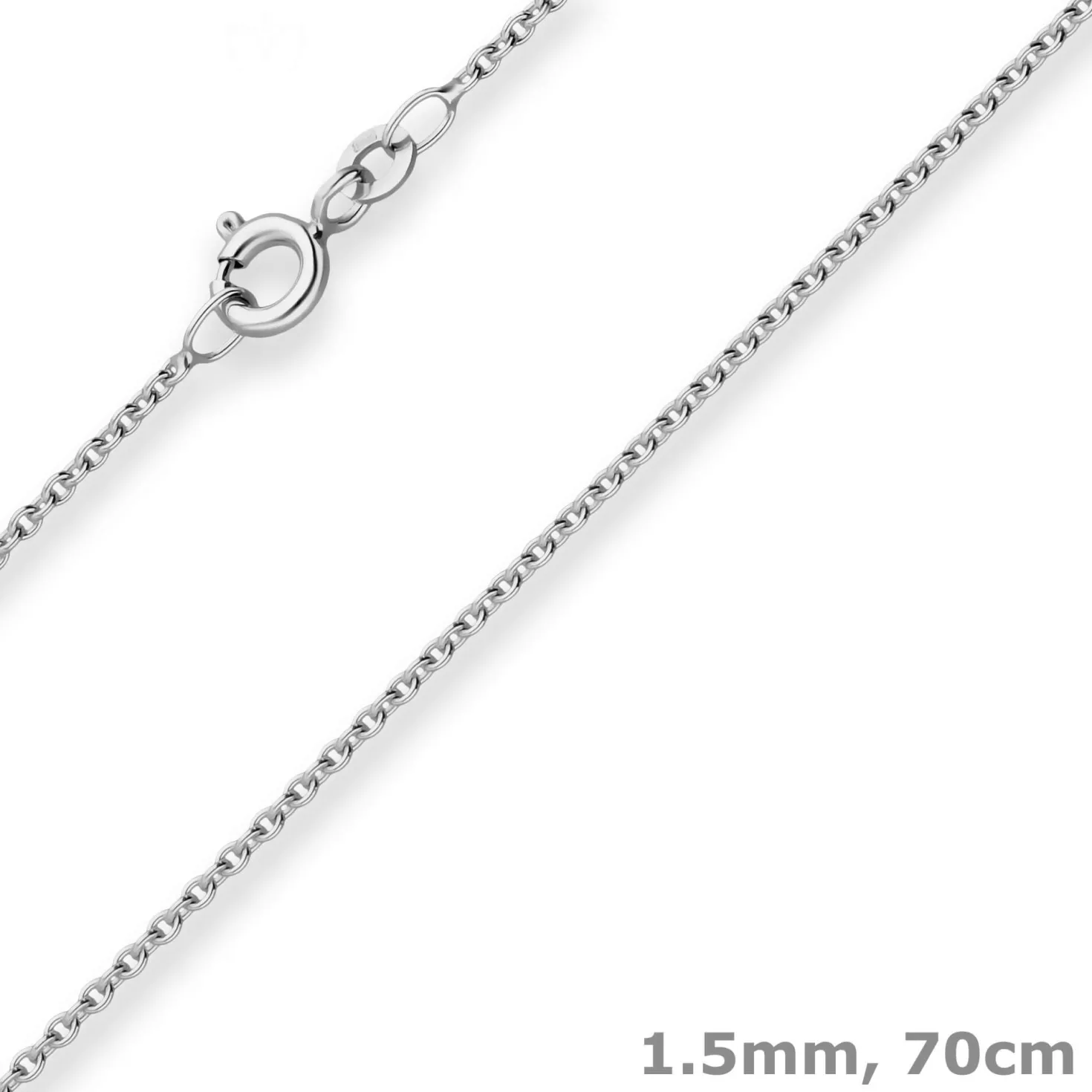 1,5mm Rund-Ankerkette Kette Collier Halskette aus 925 Silber rhodiniert 70cm