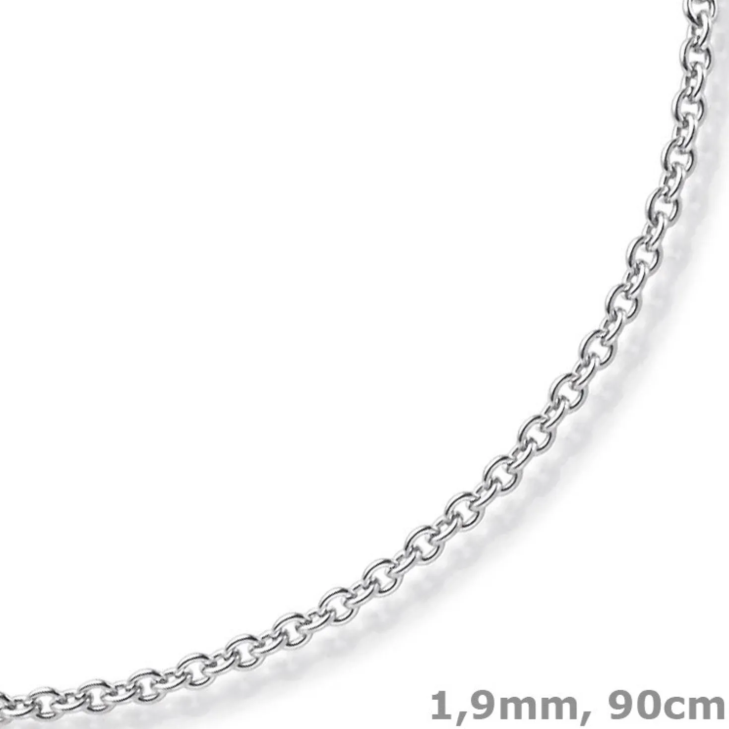 1,9mm Rund-Ankerkette Kette Collier, 585 Gold Weißgold Goldkette, 90cm