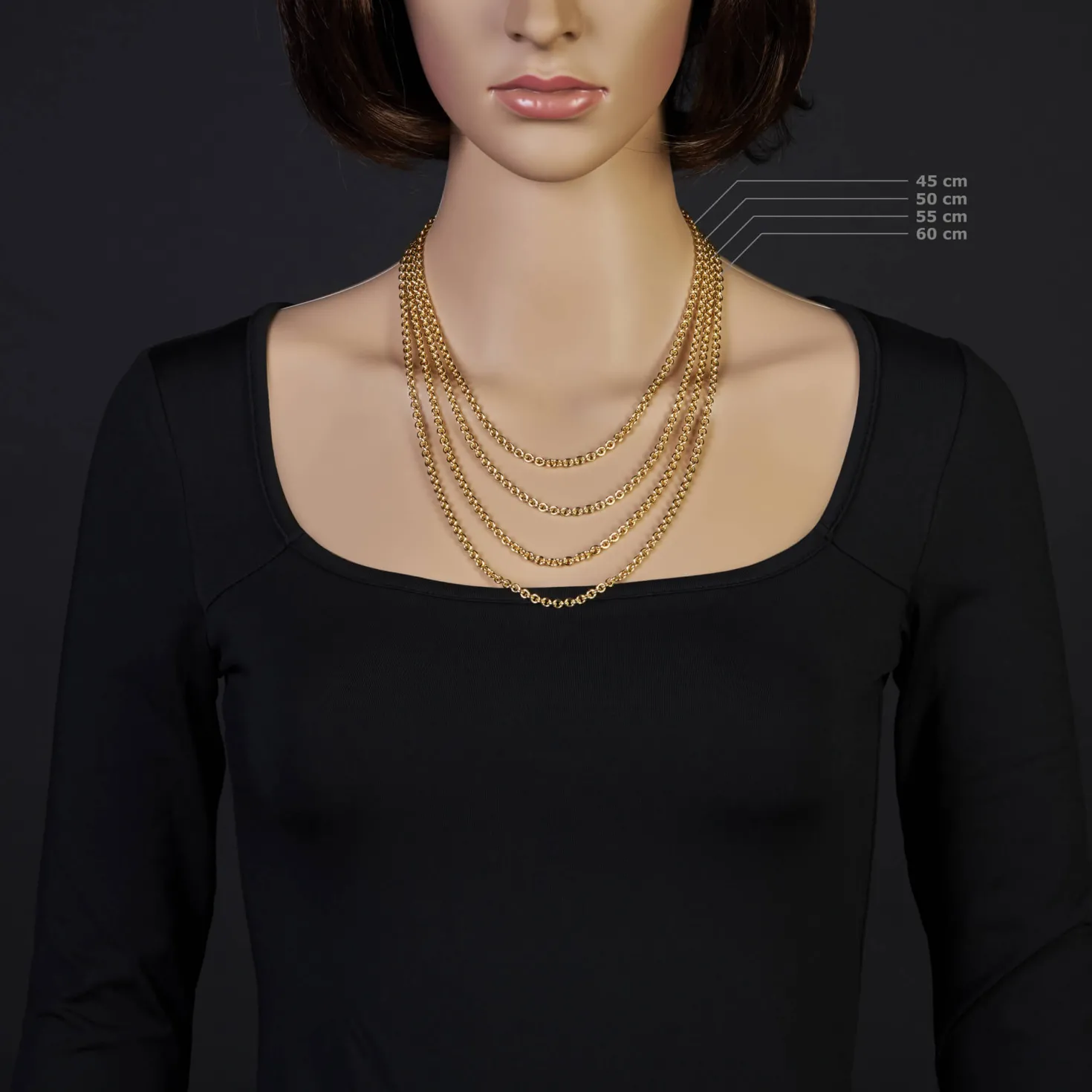 4mm Rund-Ankerkette Kette Collier Halskette 750 Gold Gelbgold 60cm Halsschmuck
