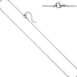 2mm Rundankerkette Kette Halskette Collier aus Edelstahl in Silberfarbe 46cm