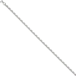 3,4mm Rundankerkette Kette Halskette Collier aus 925 Silber diamantiert, 50cm