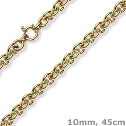 10mm Rund-Ankerkette Ringelkette Halsschmuck Collier aus 585 Gold Gelbgold 45cm