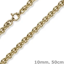 10mm Rund-Ankerkette Ringelkette Halsschmuck Collier aus 585 Gold Gelbgold 50cm