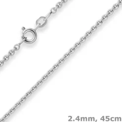 2,4mm Rund-Ankerkette Silberkette Collier Halskette aus 925 Silber 45cm
