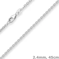 2,4mm Rund-Ankerkette Silberkette Collier Halskette aus 925 Silber 45cm