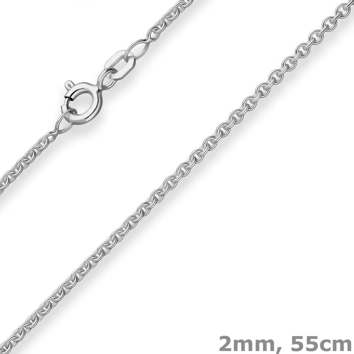 2mm Rund-Ankerkette Silberkette Collier Halskette aus 925 Silber rhodiniert 55cm
