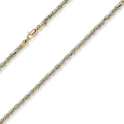 3mm runde Königskette Halskette Kette aus 585 Gold gelb/weiß bicolor 45cm