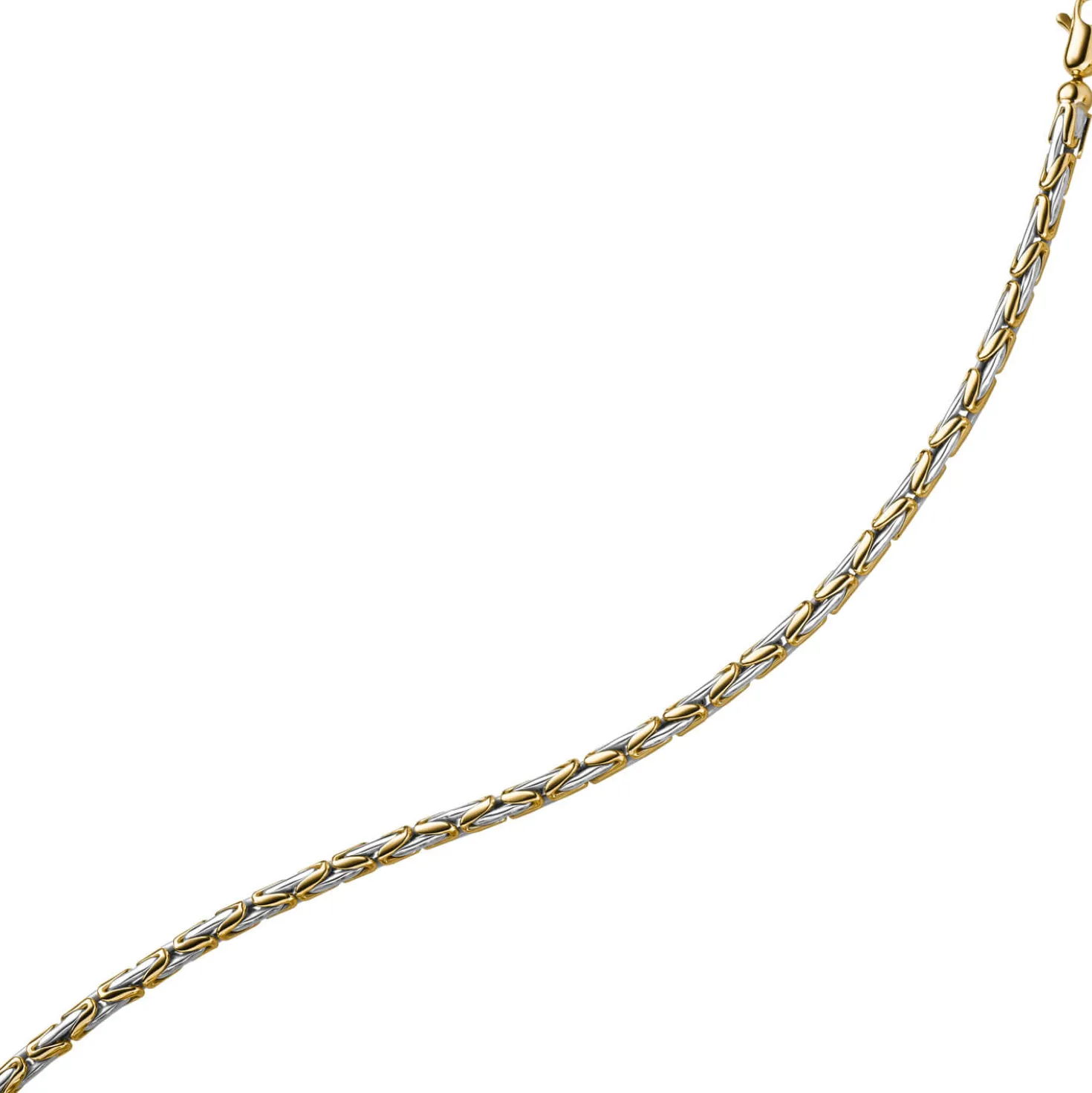 3mm runde Königskette Halskette Kette aus 585 Gold gelb/weiß bicolor 45cm
