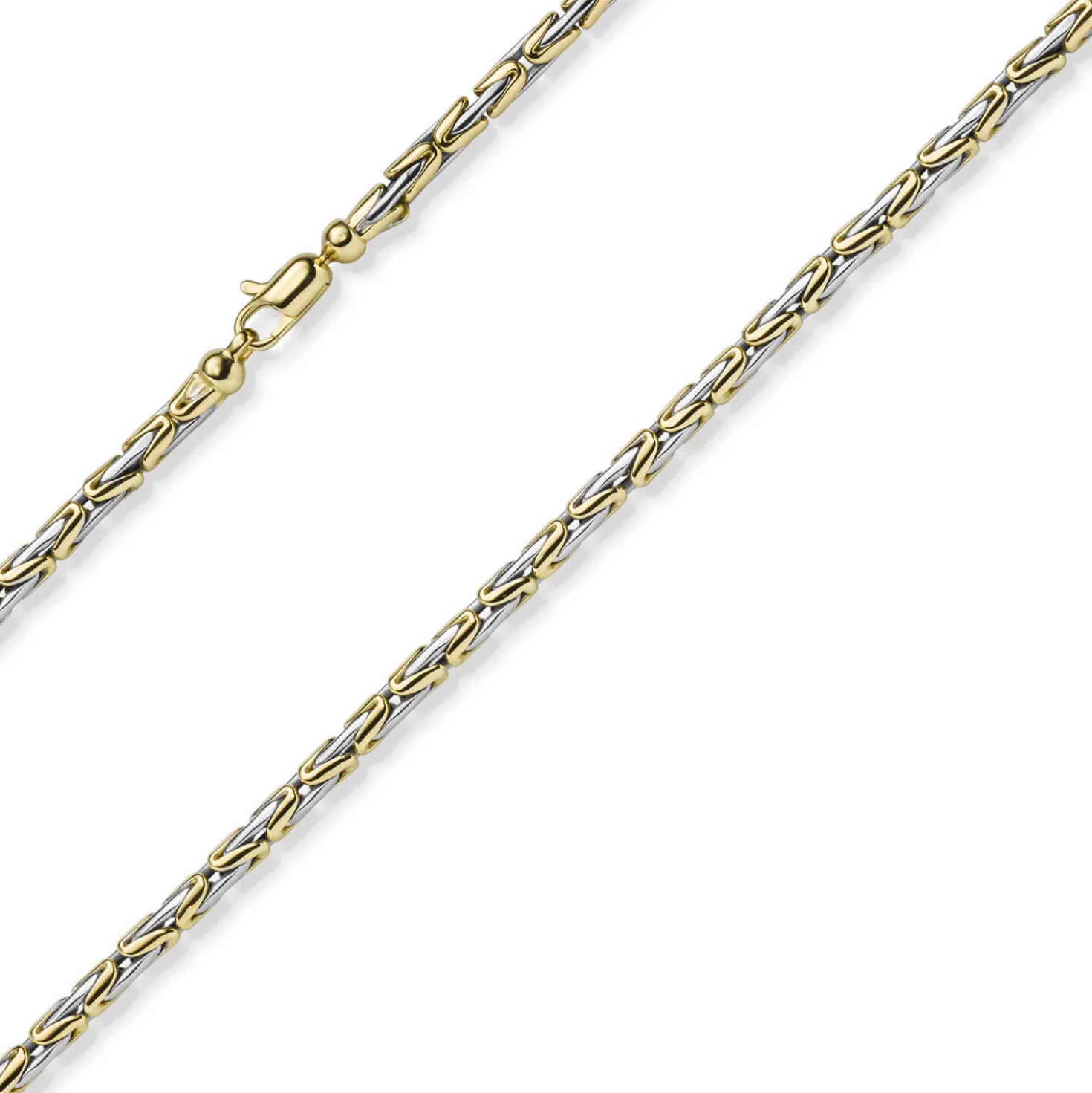 3mm runde Königskette Halskette Kette aus 585 Gold gelb/weiß bicolor 50cm