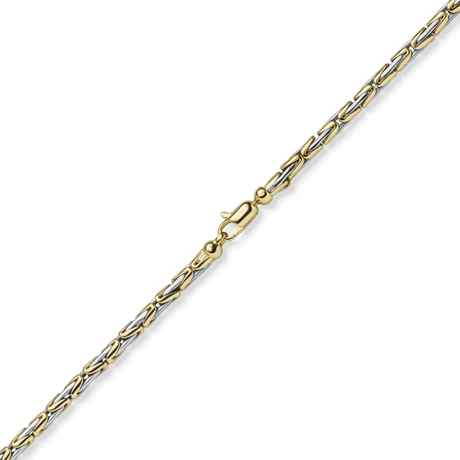 3mm runde Königskette Halskette Kette aus 585 Gold gelb/weiß bicolor 50cm