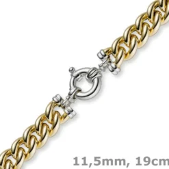 11,5mm Rundpanzer Armband Armkette 585 Gold Gelbgold & Weißgold, 19cm