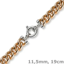 11,5mm Rundpanzer Armband Armkette 585 Gold Rotgold & Weißgold, 19cm