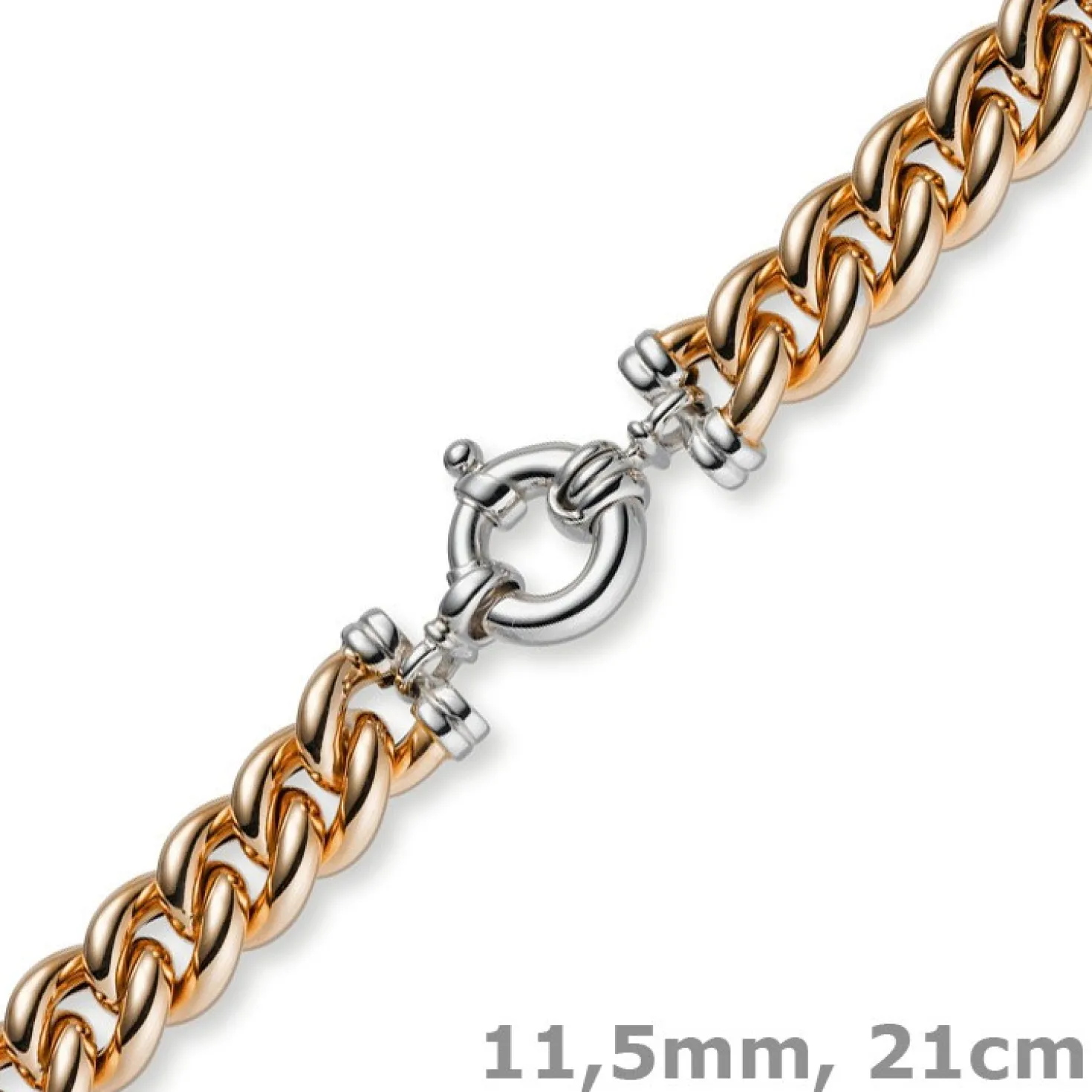 11,5mm Rundpanzer Armband Armkette 585 Gold Rotgold & Weißgold, 21cm