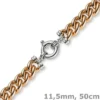 11,5mm Rundpanzer Kette Collier Halsschmuck 585 Gold Rotgold & Weißgold, 50cm