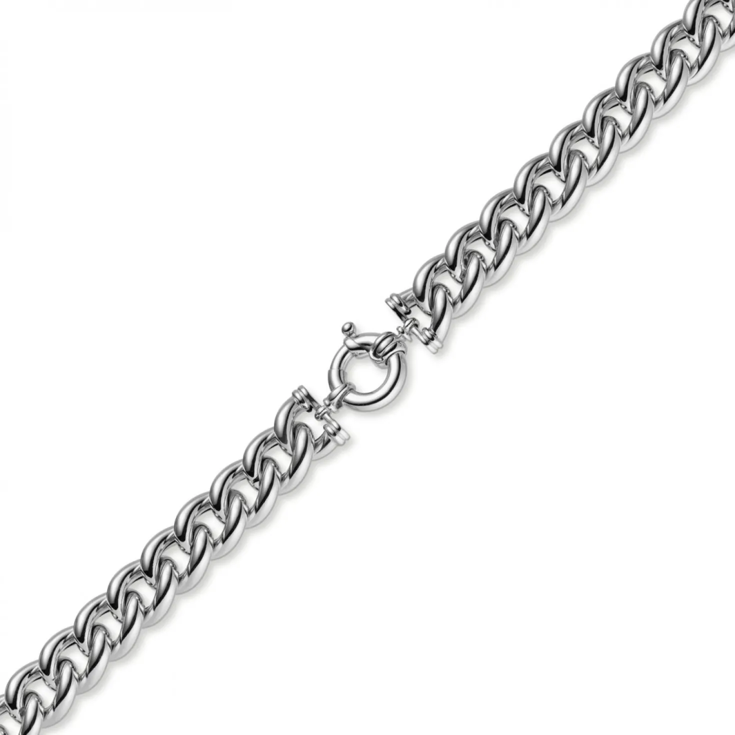 15mm Rundpanzer Kette Collier Halsschmuck aus 585 Gold Weißgold, 45cm