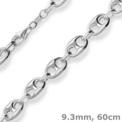 9,3mm Schiffsankerkette Silberkette Collier Halskette aus 925 Silber 60cm
