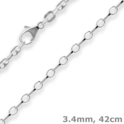 3,4mm Schiffsankerkette Silberkette Collier Halskette aus 925 Silber 42cm