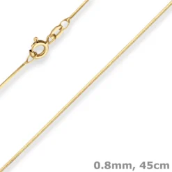 0,8mm Schlangenkette diamantiert Collier Halskette aus 585 Gold Gelbgold 45cm