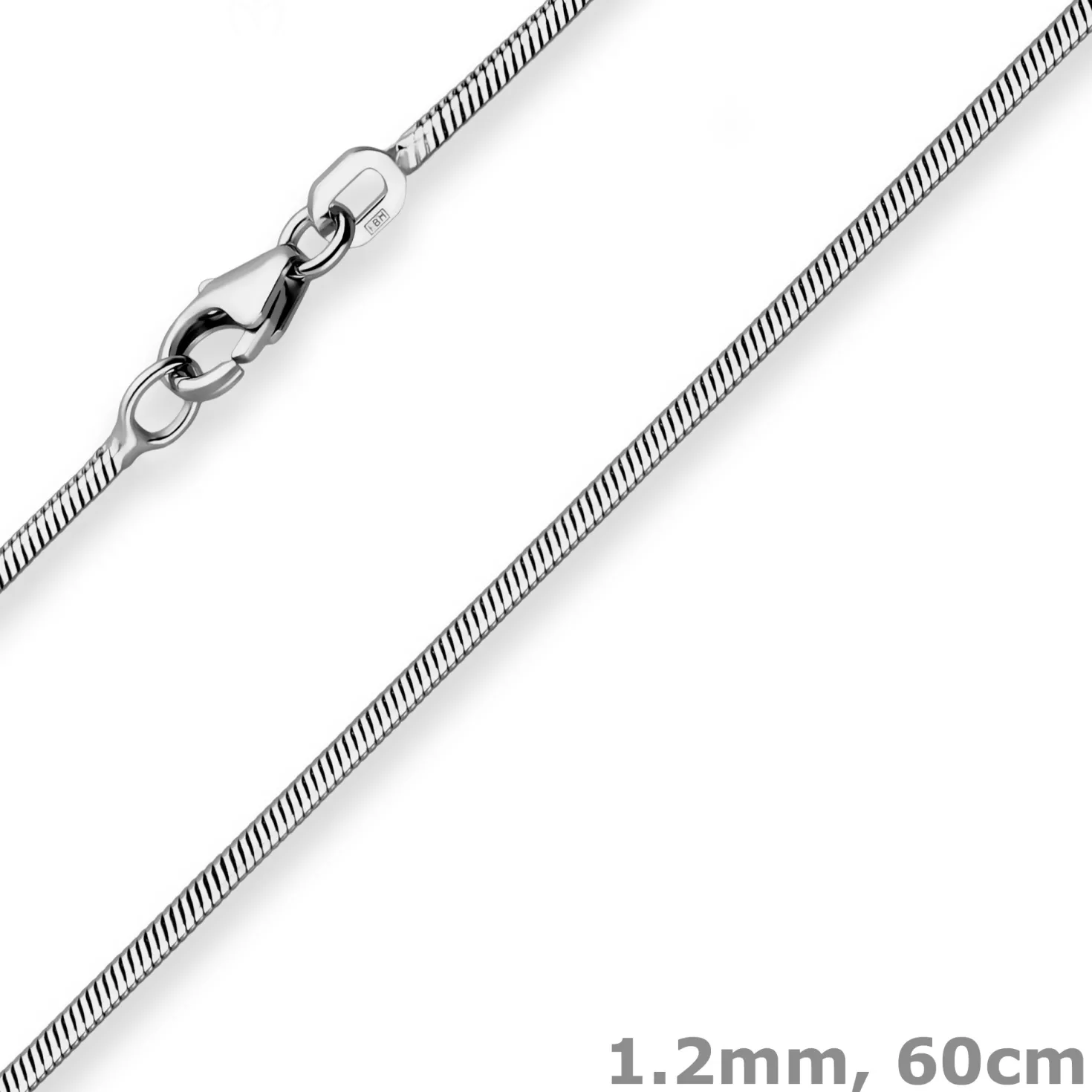 1,2mm Schlangenkette diamantiert Kette Collier aus 925 Silber rhodiniert 60cm