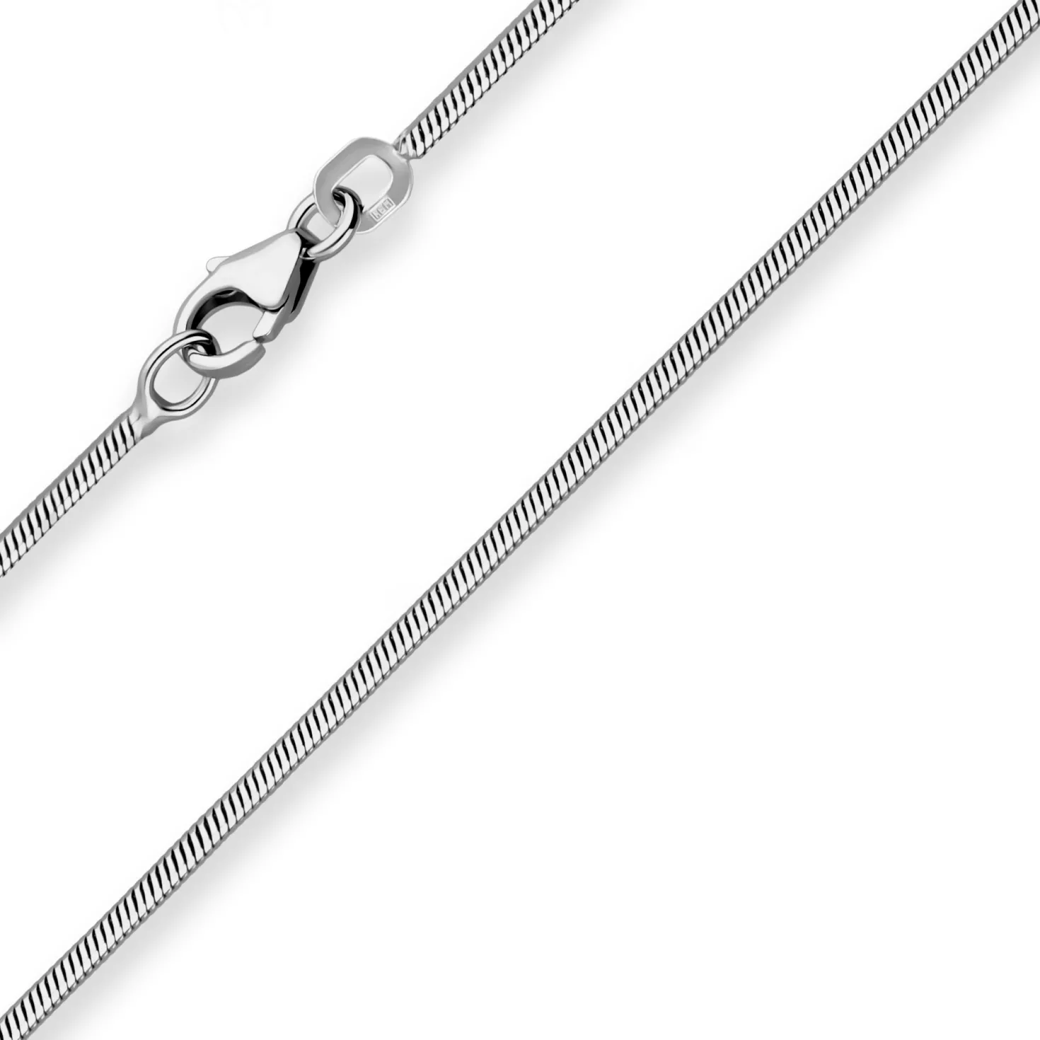 1,2mm Schlangenkette diamantiert Kette Collier aus 925 Silber rhodiniert 50cm