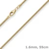 1,6mm Schlangenkette Goldkette Collier Halskette aus 585 Gold Gelbgold 55cm