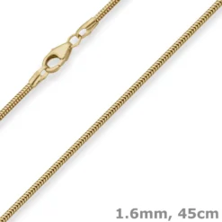 1,6mm Schlangenkette Goldkette Collier Halskette aus 585 Gold Gelbgold 45cm