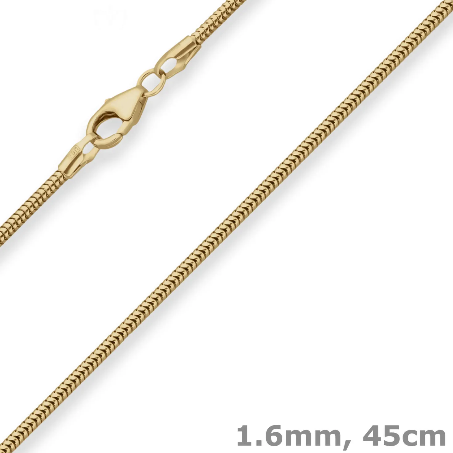 1,6mm Schlangenkette Goldkette Collier Halskette aus 585 Gold Gelbgold 45cm