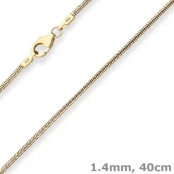 1,4mm Schlangenkette Goldkette Collier Halskette aus 585 Gold Gelbgold 40cm