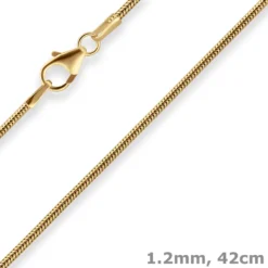 1,2mm Schlangenkette Goldkette Collier Halskette aus 375 Gold Gelbgold 42cm