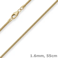 1,6mm Schlangenkette Goldkette Collier Halskette aus 333 Gold Gelbgold 55cm