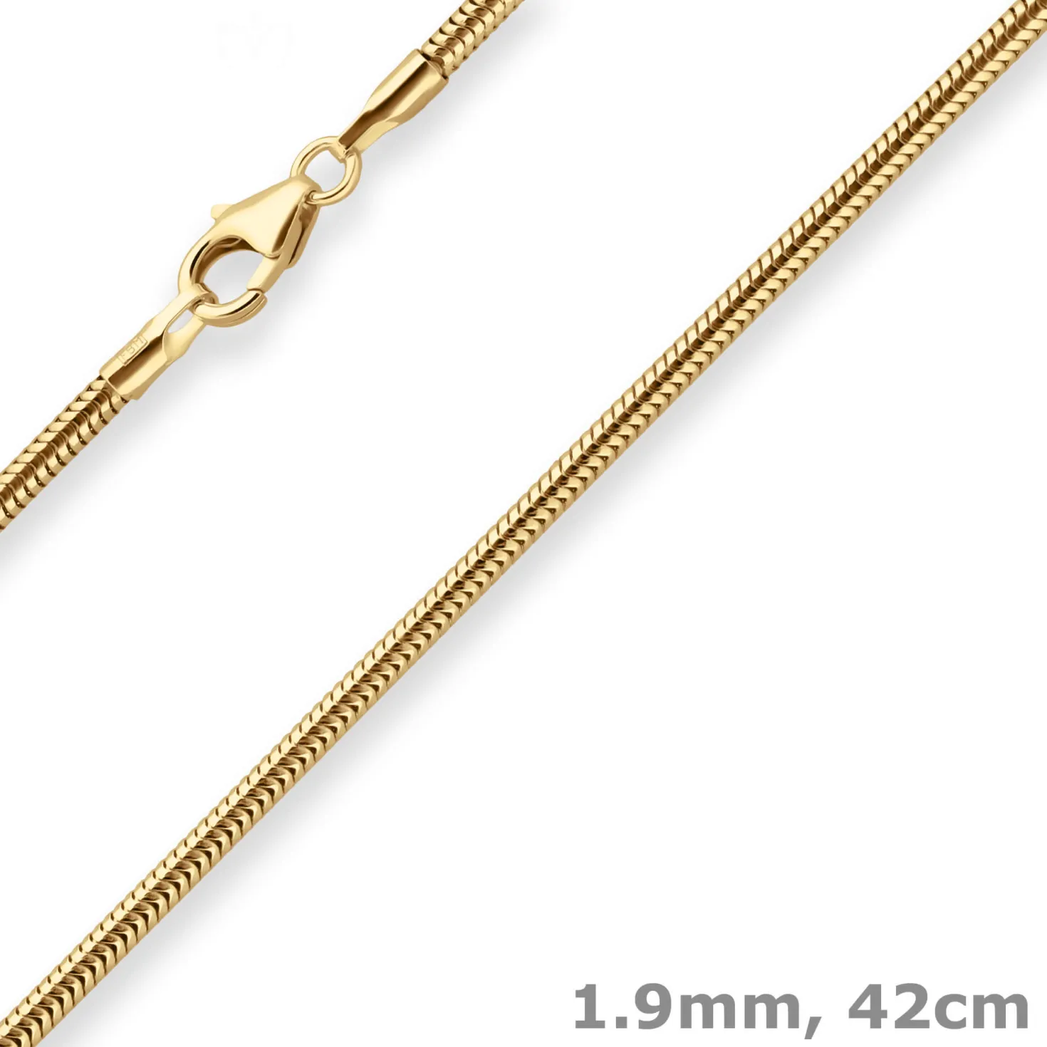 1,9mm Schlangenkette Goldkette Collier Halskette aus 333 Gold Gelbgold 42cm