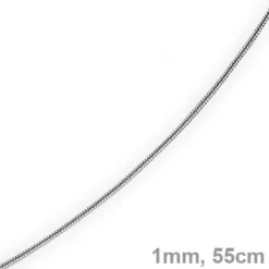 1mm Schlangenkette Kette Collier aus 585 Gold Weißgold, 55cm, Damen