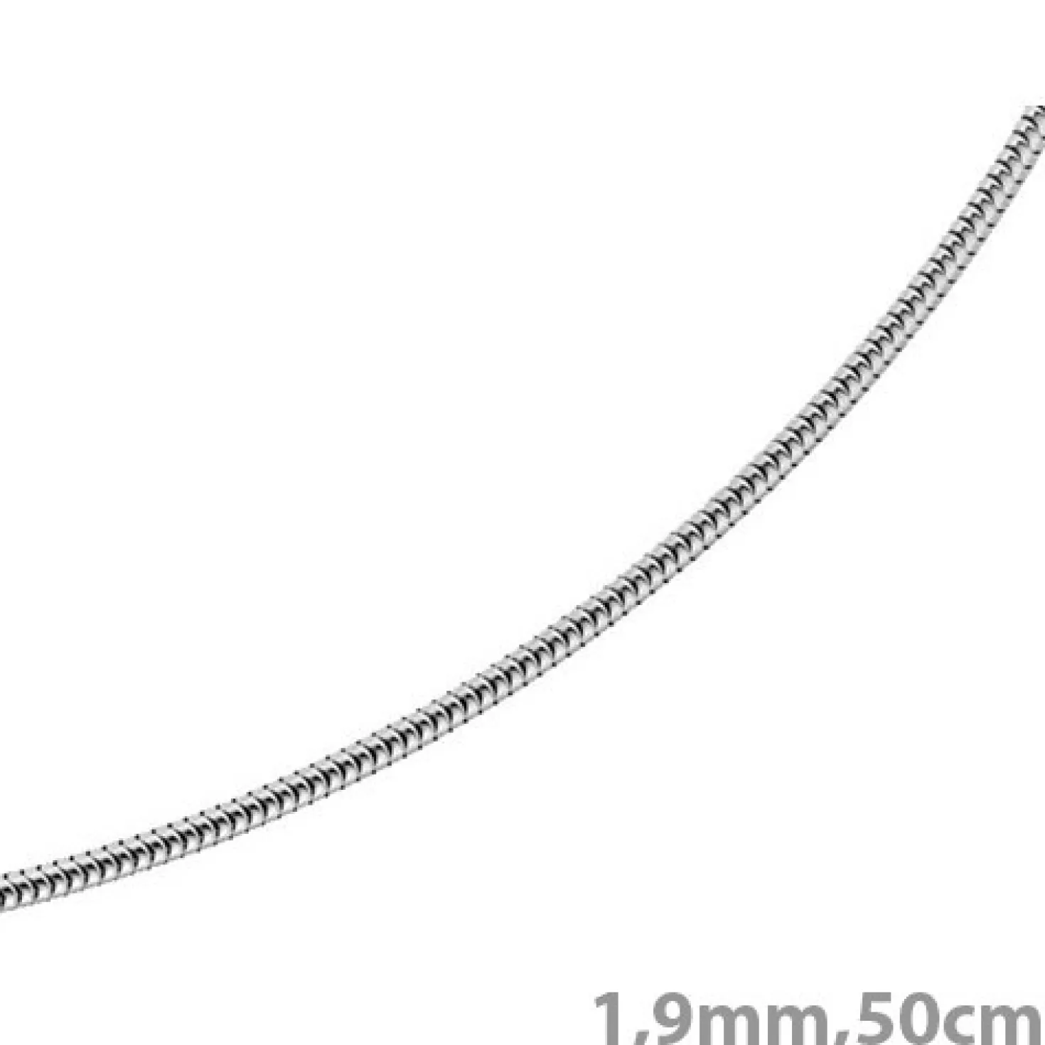 1,9mm Schlangenkette Kette Collier aus 585 Gold Weißgold, 50cm, Damen