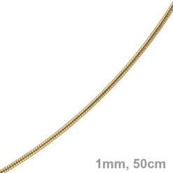 1mm Schlangenkette Kette Collier aus 750 Gold Gelbgold, Goldkette 50cm