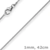 1mm Schlangenkette Kette Collier aus 750 Gold Weißgold, Goldkette 42cm