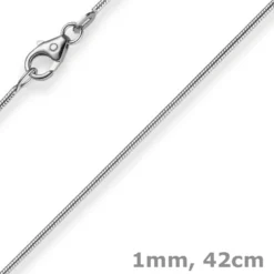 1mm Schlangenkette Kette Collier aus 750 Gold Weißgold, Goldkette 42cm